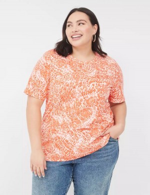 Orange White Lane Bryant Perfect Sleeve Crew-Neck Tee Women T Shirts | NDD6610HR