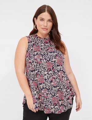 Pink Coral Lane Bryant Max Swing Sleeveless High-Neck Tunic Women T Shirts | RWX1615QZ