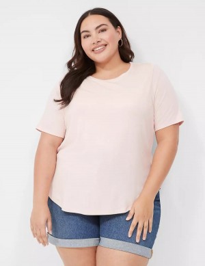 Pink Lane Bryant Curved-Hem Perfect Sleeve Tee Women T Shirts | XGO9596EO