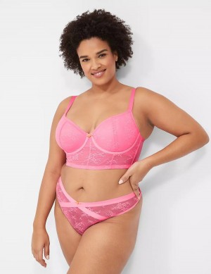 Pink Lane Bryant Delicate Lace Lightly Lined Demi Corset Women Bralettes | GTK3996TT