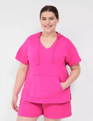 Pink Lane Bryant LIVI Short-Sleeve French Terry Women Hoodie | RSZ8710RW