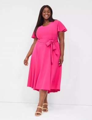 Pink Lane Bryant Lena V-Neck High-Low Women Midi Dress | WDS4816LS