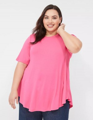 Pink Lane Bryant Max Swing Perfect Sleeve Crew-Neck Tee Women T Shirts | JGE7270JF