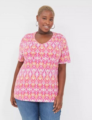 Pink Lane Bryant Perfect Sleeve V-Neck Tee Women T Shirts | IQZ8516BO