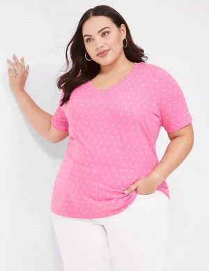 Pink Lane Bryant Perfect Sleeve V-Neck Tee Women T Shirts | GRI546VH