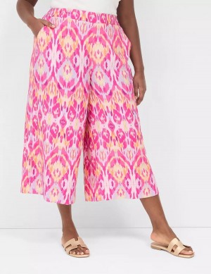 Pink Lane Bryant Pull-On Side-Slit Crop Women Pants | YTJ7075PA