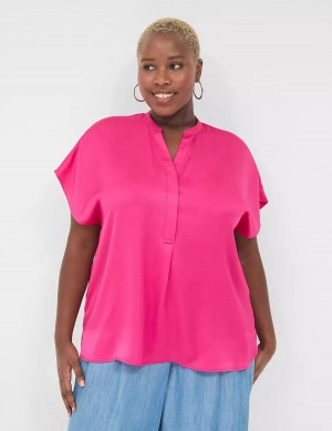 Pink Lane Bryant Relaxed Split-Neck Popover Women Blouse | FAF5161SS