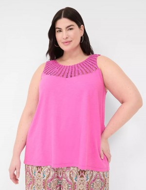 Pink Lane Bryant Swing Sleeveless Crochet-Neck Top Women Tank Top | WXW7979BT