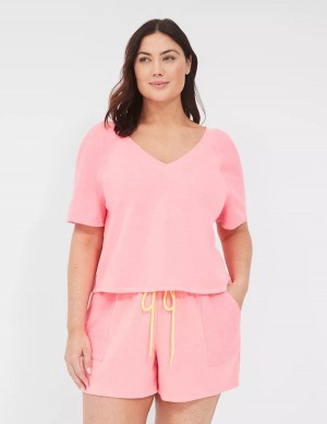 Pink Lane Bryant Terry Fleece Tee Women T Shirts | TRL9377PT