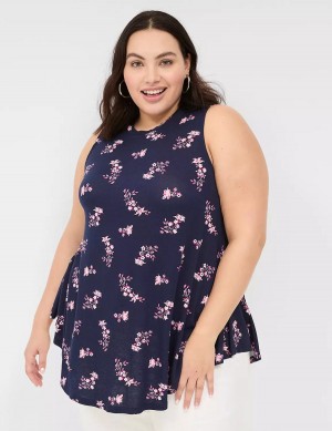 Pink Navy Lane Bryant Max Swing Sleeveless High-Neck Tunic Women T Shirts | MFB518GO