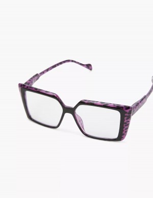 Purple Lane Bryant Black & Purple Cheetah Print Cateye Reading Women Glasses | HTT3174KG