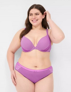 Purple Lane Bryant Cotton Boost Plunge With Lace Women Bralettes | TWH787VY