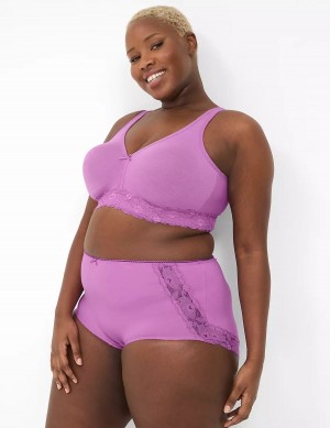 Purple Lane Bryant Cotton Full With Lace Back Women Briefs | GHS6231FT