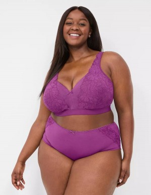 Purple Lane Bryant Cotton High-Leg With Lace Back Women Briefs | APB6816SY