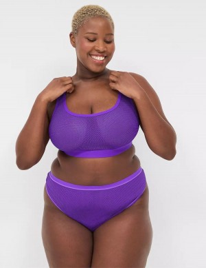 Purple Lane Bryant Crush Fishnet French Women Thong Panty | VEH8038UU