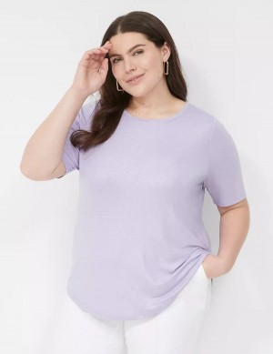 Purple Lane Bryant Curved-Hem Perfect Sleeve Tee Women T Shirts | JMN5346PO