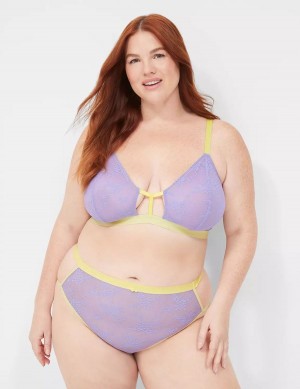 Purple Lane Bryant Delicate Lace Peek-A-Boo No-Wire Women Bralettes | SPK2380HL