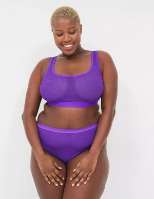 Purple Lane Bryant Fishnet Scoop-Neck Sheer Women Bralettes | KFF298AF