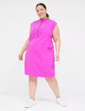 Purple Lane Bryant LIVI Sleeveless Half-Zip French Terry Women Casual Dress | FFJ9584MN