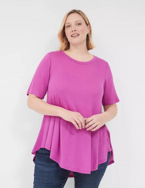 Purple Lane Bryant Max Swing Perfect Sleeve Crew-Neck Tee Women T Shirts | EWF5649DW