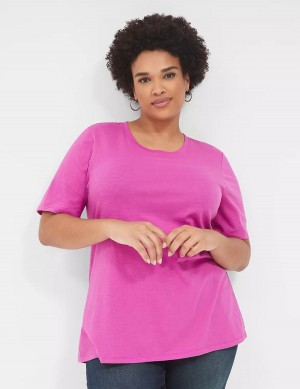 Purple Lane Bryant Perfect Sleeve Crew-Neck Tee Women T Shirts | GSG4898GX