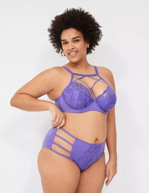 Purple Lane Bryant Strappy High-Neck French Women Balconette Bra | CZQ459SW