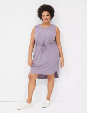 Purple Olive Lane Bryant LIVI Stretch Woven Drawstring Women Casual Dress | PMD163TN