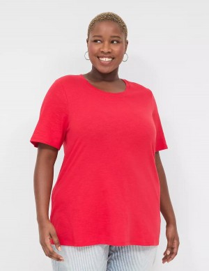 Red Lane Bryant Perfect Sleeve Crew-Neck Tee Women T Shirts | YZS9417XE