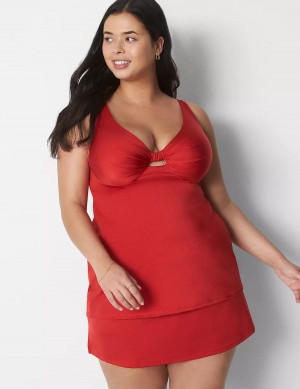 Red Lane Bryant Shimmer Slitted Swim Women Skirts | ASB8914KE