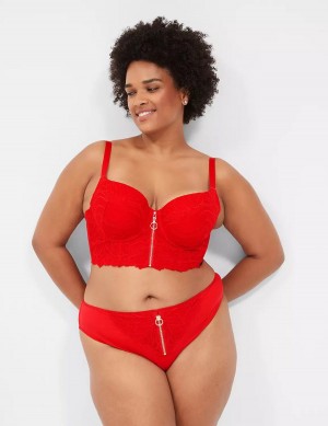 Red Lane Bryant Zip-Front French Women Briefs | QXJ5484JT