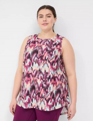 Red Multicolor Lane Bryant LIVI Crew-Neck V-Back Recycled LIVI Soft Women Tank Top | AUG3315JH