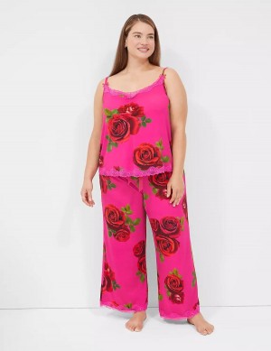 Rose Fuchsia Lane Bryant Ruched Cami & Pant PJ Set Women Pajamas | OOX8170AK