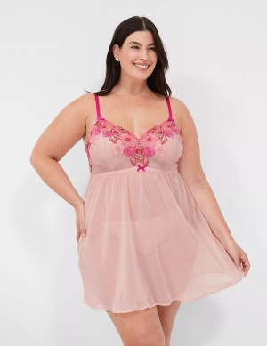 Rose Pink Lane Bryant Embroidered Babydoll Women Dress | YYB3883CO