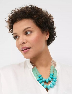 Silver Lane Bryant Blue Beaded Statement Women Necklace | RRR193NF