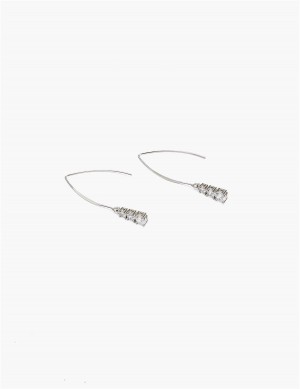 Silver Lane Bryant Crystal Wire Drop Women Earrings | FBU2854WL