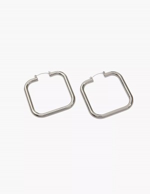 Silver Lane Bryant Oversized Square Women Hoop Earrings | BHQ7724PO