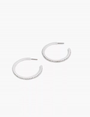 Silver Lane Bryant Pave Layered Women Hoop Earrings | ORB8528XI