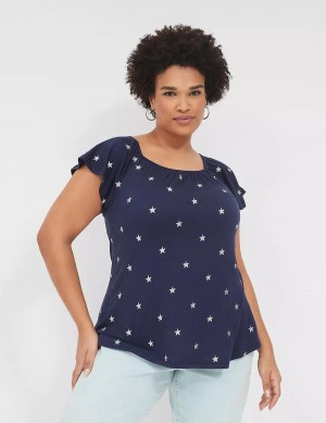 Silver Lane Bryant Relaxed Gauze Flutter-Sleeve Top Women T Shirts | FAI5056GC