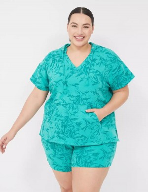 Turquoise Lane Bryant LIVI Short-Sleeve French Terry Women Hoodie | TGH2071HR