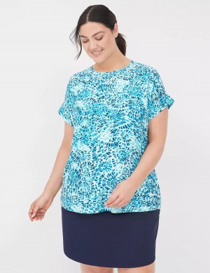 Turquoise Lane Bryant LIVI Soft Crew-Neck Recycled Tee Women T Shirts | LRB8330CY