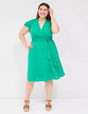 Turquoise Lane Bryant Lena Surplice-Neck Women Knitted Dress | SVL2696NI