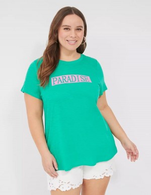 Turquoise Lane Bryant Paradise Graphic Tee Women T Shirts | YQD8372JX