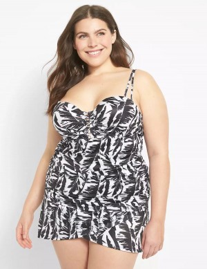 White Black Lane Bryant Faux-Wrap Swim Women Skirts | UKD7052XT