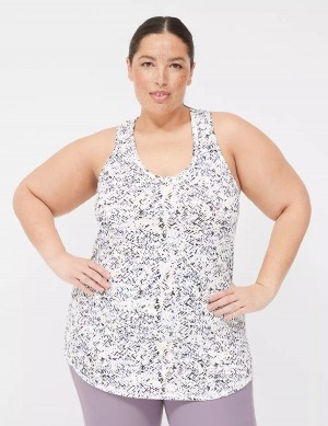 White Black Lane Bryant LIVI Scoop-Neck Wicking Racerback Women Tank Top | IUM9244GE