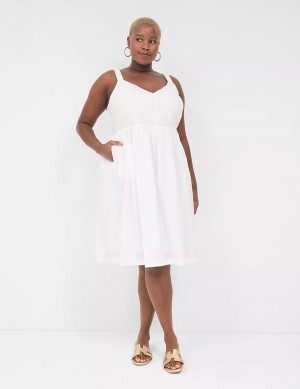 White Lane Bryant Applique-Bodice Smocked-Back Women Midi Dress | ONC4360QB