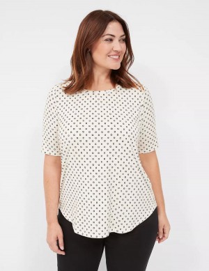 White Lane Bryant Curved-Hem Perfect Sleeve Tee Women T Shirts | SCY8757GQ