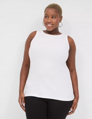 White Lane Bryant Fitted High-Neck Ribbed Women Tank Top | IFH5552UC