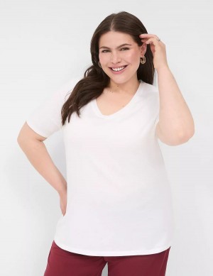 White Lane Bryant Perfect Sleeve V-Neck Tee Women T Shirts | ODE6711AP