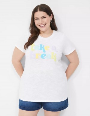 White Lane Bryant Take a Break Graphic Tee Women T Shirts | SIQ59100MA