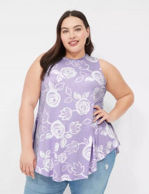 White Purple Lane Bryant Max Swing Sleeveless High-Neck Tunic Women T Shirts | QGB4231KO